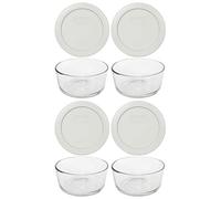 Pyrex 7200 cuencos de vidrio de 2 tazas y tapas de repuesto plateadas elegantes para almacenamiento de alimentos de 7200 piezas (paquete de 4) - Fabricado en Estados Unidos