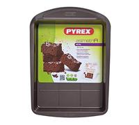 Pyrex Bandeja 28X22Cm Forma Brownies Asimetria, Acero, Negro, 1.56 cm