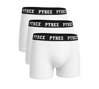 Pyrex Calzoncillos tipo bóxer para hombre de algodón elástico (paquete de 3) calzoncillos de algodón ajustados y diseño moderno, Juego de 3 calzoncillos blancos, M