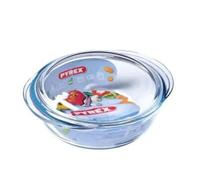 Pyrex Classic Cazuela Redonda De Vidrio Borosilicato 2,1 L Con Tapa, 20 Cm. Resistente Al Calor -40 °c A 350 °c, Asas Ergonómicas, Apta Para Horno Microondas Y Lavavajillas