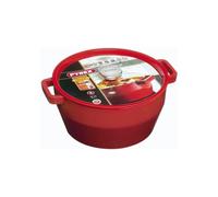 Pyrex Slow Cook - Cacerola De Hierro Fundido Redonda, 28 cm, 6,3 L, Todos los Fuegos, Color Rojo