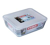 Pyrex Cook & Freeze Fuente De Vidrio Rectangular 4 L (27 X 23 Cm) Con Tapa De Plástico Blanca, Vidrio Borosilicato Resistente -40°c A +300°c