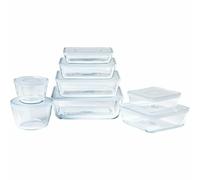 Pyrex® Cook & Freeze - Juego de 8 platos de almacenamiento de vidrio con tapas herméticas - Especial congelación - Libre de BPA