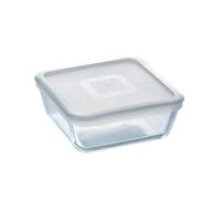PYREX® COOK & FREEZE Recipiente Cuadrado Boro 16x16x7CM - 0,85L Blanco Brillo Tapa cierre presión con junta de silicona Resistente a rayaduras Blanco 16x16x7CM - 0,85L