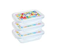 Pyrex Cook & Go - Juego de 3 Lunchbox de la misma capacidad (3 x 0,8 L, rectángulo tapa multicolor)