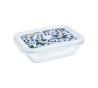 PYREX Cook & Go LunchBox Rectangulares Tapa hermética Colorida 0,8L - Cristal de borosilicato - Compatible con horno, microondas y lavavajillas - Made in France (Floral)