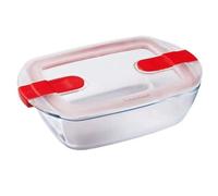 Pyrex Cook & Heat Bandeja Rectangular De Vidrio Borosilicato 23 X 15 Cm (1,1 L) Con Tapa Hermética, 2 Válvulas De Vapor Y Apta Para Horno, Microondas, Congelador Y Lavavajillas