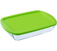 Pyrex FTE RECT PX Verde con Tapa 40X27CM 4,5L Fuente para Horno, Vidrio borosilicato, Multicolor