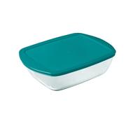 PYREX® COOK&STORE PX Recipiente Rectangular Boro 28x20x8CM - 2,5L Verde Brillo Tapa cierre presión con junta de silicona Resistente a rayaduras