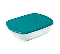 Pyrex Cook&Store - Recipiente rectangular, 17 x 10 x 5 cm, transparente + tapa, color verde