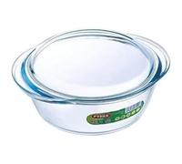 Pyrex Essentials - Cacerola redonda de vidrio con tapa, 1,6 L, transparente, paquete de 2