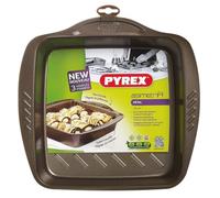 Pyrex Fuente Cuadrada 24X24Cm Asimetria, Acero, Marrón, 1.71 cm
