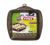 Pyrex Fuente Cuadrada Asimetría, Acero, Negro, 1.71 x 24 x 24 cm