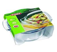 Pyrex - Fuente resistente al calor e ignífuga, envase para asar con tapa de cristal, vidrio, 5 L - Classic