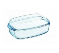 Pyrex - Fuente resistente al calor e ignífuga, envase para asar con tapa de cristal, vidrio, 7 L