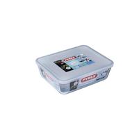 Pyrex Classic - Recipiente rectangular de vidrio con tapa, 24 x 19 x 8 cm, 2.6 Litros