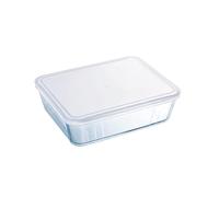 Pyrex Classic - Recipiente rectangular de vidrio con tapa, 24 x 19 x 8 cm, 2.6 Litros
