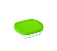 Pyrex Cook&Store - Recipiente cuadrado, 14 x 12 x 4 cm, transparente + tapa, color verde