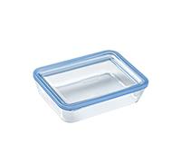 Pyrex Recipiente hermético Pure Glass de Vidrio, 0,8 l | Transparente, formato rectangular, tapa con 4 cierres, apto para microondas, horno, congelador y frigorífico