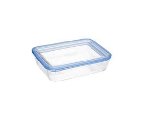 Pyrex Recipiente hermético Pure Glass de Vidrio, 1,5 l | Transparente, formato rectangular, tapa con 4 cierres, apto para microondas, horno, congelador y frigorífico