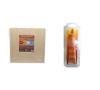 Pyro Feu 24961-6 Placa Aislante Fibra de Roca 850ºC 50 x 50 cm, Gris & Pyro Feu 24931-12 Pegamento Refractario 1.100ºC 50 ml, Negro