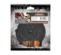 PYRO FEU Junta refractaria 4mm x 2,5 Metros + Tubo Pegamento, Fibra de vídrio, Negra, estandar