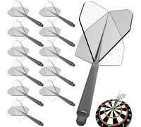 Pyroclasia 12 plumas para dardos con caña estable, accesorios para dardos Fusion, Flyer con caña, colas fijas, de plástico, sistema de vuelo combinado (2BA) (negro)