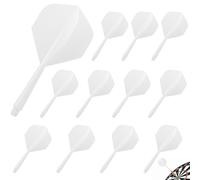 Pyroclasia 12 plumas para dardos con cañas estables, accesorios para dardos Fusion, Flyer con caña, colas fijas, de plástico, sistema de vuelo combinado, color blanco