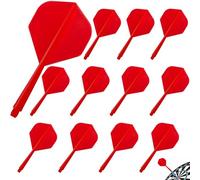 Pyroclasia 12 unids Dartflights con ejes Stabil dardos Accesorios Fusión Vuelos Dart Flyer con eje integrado Vuelos fijos plástico eje eje sistema de vuelo Kombi(2BA) (rojo)