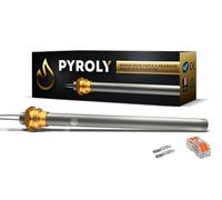 PYROLY Bujía para estufa de pellets PIAZZETTA/SUPERIOR/JOLLY MEC/INTERSTOVES/INVICTA/MCZ/FREEPOINT/RED/KAUSIFLAM/SKIA (150/140 mm - Ø9,9 mm - 280 W - Tuerca 3/8) con casquillos