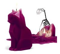 PyroPet Kisa Cat Candle Burgundy - The Original Cat Candle with Metallic Skeleton | Halloween Decor | Unique Gift for Cat Lovers | 20-Hr Burn Time | D