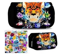 PyrrlicToy Anime Estuche de Lápices, 60pcs Fruit Pegatinas, Fruit Bolsa de Papelería, Estuche para Lápices De Dibujos Animados para Niños