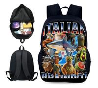 PyrrlicToy Itlian brain Mochilas Escolares, Tuntuntun 3D Estampado Mochila, Mochila Escolar de Dibujos Animados Bolsa Escolar de Gran Capacidad para Niños Que Viajan Escuela Camping (40 x 30 x 13 cm)