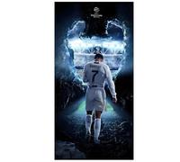 PyrrlicToy Toalla de Playa de Estrellas del Fútbol,World-Cup Tema Toalla de Playa,Toallas de Playa Portatil de Microfibra Secado Rápido,Regalos de los Ronado Fans（Negro）