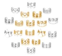 PYRUVAE 20 Piezas Juego Anillo Pie con Punta Abierta para Mujer y Niñas Anillo Ajustable Simple para Nudillos Anillos de Pies Joyería para Pies