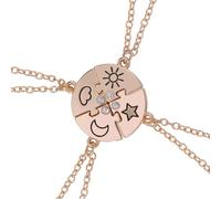 PYRUVAE 4 Piezas Collares de la Amistad, Collar Corazon Cadena Plata Mujer Lentejuelas, Collares de Mejores Amigas para 4 Niña Bff Regalos Personalizados Accesorios de Amistad