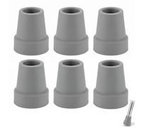 PYRUVAE 6 Piezas Tacos para Muletas 19mm de Goma Antideslizantes, Conteras de Repuesto para Bastones y Sillas de Ducha, Tapones de Goma de Alta Resistencia para Ancianos, Gris