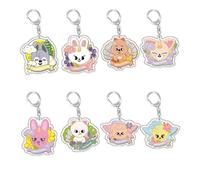PYRUVAE 8 Piezas Stray Kids Skzoo Llavero Keychain Felix Mini Lightstick Kpop para Niñas Regalo Cumpleaños Navidad