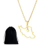 PYRUVAE Collar con mapa de Irán y paloma de la paz abrazando la bandera, colgante patriótico iraní de acero inoxidable, joyería persa, regalo para mujeres y hombres, ajustable en acero