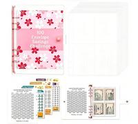 PYRUVAE Libreta de Ahorro A5 en Español para Retos de Ahorro de 100 Días, Agenda de Ahorro de Dinero con 25 Páginas y Hoja de Seguimiento, Organizador de Dinero Estilo Flor de Cerezo, Color Oro Rosa