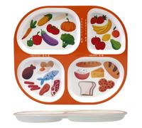 PYRUVAE Plato De Control De Porciones Para Nutrición Equilibrada Plato Llano Dividido En 4 Platos De Alimentación Saludable Irrompible Para Dieta Adultos Niños Appassionati Di Fitness (Arancione)