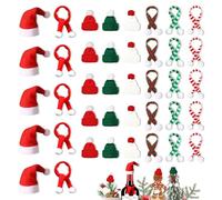 PYSEOSISE 40 Piezas Mini Gorro y Bufanda de Navidad, Mini Sombrero de Navidad para Botellas, Mini Gorro de Punto y Mini Bufanda para Decoración de Mesa Fiestas de Navidad