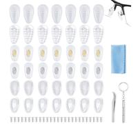 PYSEOSISE Almohadillas de Nariz para Gafas, 42 Pares Almohadillas Nasales de Silicona, 6 Estilos Almohadillas para La Nariz con Destornillador Tornillo Pinzas y Paño de Limpieza Adecuado