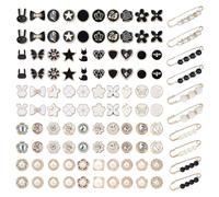 PYSEOSISE Botones de Broche, 110 Piezas Broche Botones de Camisa, Elegantes Broche de Seguridad Para Camisa Broche de Perlas de Imitación para Trajes Suéteres Cárdigan Jeans