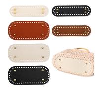 PYSEOSISE Fondo de Bolsa para Ganchillo, 6 Piezas Fondos de Bolsa de Cuero PU, Base de Bolsa de Cuero Sintético con Agujeros para Hacer Bolsos de Ganchillo Accesorios DIY