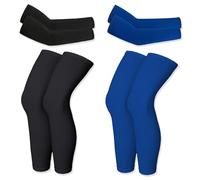 PYSEOSISE Mangas de Compresión de Longitud, 2 Pares Mangas de Pierna y 2 Pares Mangas para Brazos, Protección UV Verano Arm Sleeves Leg Sleeves para Ciclismo Correr Baloncesto Fútbol