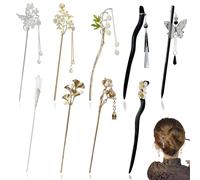 PYSEOSISE Palillos para el Pelo Vintage, 9 Piezas Palillos Chinos con Borlas, Elegantes Mariposa Flor Palillos de Pelo Horquillas Chinas Hair Sticks Hair Pin para Mujer