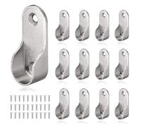 PYSEOSISE Soporte De Riel de La Ropa, 12 Piezas Armario Tubo de Rodamiento Soporte Oval, 19mm Soporte de Riel de La Ropa con 30 Piezas de Tornillos de Aleación de Zinc