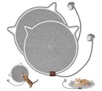 PYserne 2 unidades de cuerda de algodón para rascar gatos, 43 x 43 cm, alfombra redonda para rascar gatos, con bola de algodón para protección de muebles, para gatos de interior, color gris