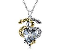 PYTALI Collar de serpiente de plata de ley con colgante de animal con cristales de Austria, joyería de cumpleaños y Navidad regalos para los amantes de las serpientes, Piedra, Cristal